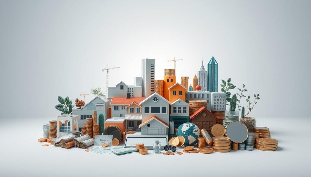 A diversified investment portfolio with various asset classes, showcased in a visually striking manner. The image should depict a well-balanced arrangement of financial instruments, such as stocks, bonds, real estate, and commodities, against a sleek, minimalist background. Use a lighting setup that casts soft, directional shadows to create depth and emphasize the interdependence of the assets. Capture the assets from a high-angle perspective, allowing the viewer to appreciate the comprehensive nature of the portfolio. The overall mood should convey a sense of security, stability, and strategic planning, reflecting the principles of effective portfolio management. A diversified investment portfolio with various asset classes, showcased in a visually striking manner. The image should depict a well-balanced arrangement of financial instruments, such as stocks, bonds, real estate, and commodities, against a sleek, minimalist background. Use a lighting setup that casts soft, directional shadows to create depth and emphasize the interdependence of the assets. Capture the assets from a high-angle perspective, allowing the viewer to appreciate the comprehensive nature of the portfolio. The overall mood should convey a sense of security, stability, and strategic planning, reflecting the principles of effective portfolio management.