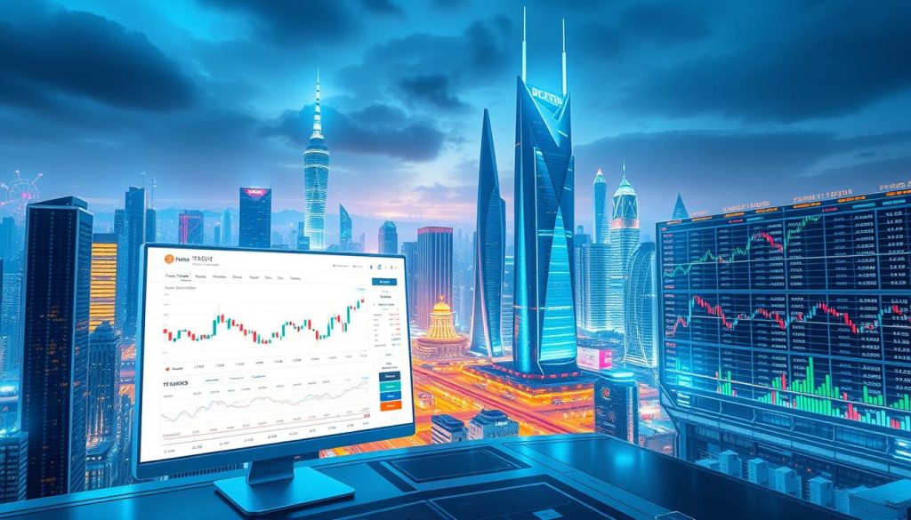A vibrant digital marketplace showcasing a diverse array of cryptocurrency trading pairs. The foreground features a sleek, minimalist user interface with neatly organized charts, graphs, and trading information. The middle ground depicts dynamic price movements and real-time data visualizations, conveying the energy and volatility of the crypto markets. In the background, a futuristic cityscape with towering skyscrapers and a vibrant, neon-lit skyline sets the scene, evoking a sense of technological innovation and global connectivity. The lighting is crisp and clean, with a cool, sophisticated color palette that conveys a sense of precision and professionalism. The overall mood is one of excitement, potential, and the thrill of financial discovery. A vibrant digital marketplace showcasing a diverse array of cryptocurrency trading pairs. The foreground features a sleek, minimalist user interface with neatly organized charts, graphs, and trading information. The middle ground depicts dynamic price movements and real-time data visualizations, conveying the energy and volatility of the crypto markets. In the background, a futuristic cityscape with towering skyscrapers and a vibrant, neon-lit skyline sets the scene, evoking a sense of technological innovation and global connectivity. The lighting is crisp and clean, with a cool, sophisticated color palette that conveys a sense of precision and professionalism. The overall mood is one of excitement, potential, and the thrill of financial discovery.