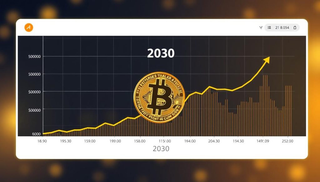 Генерация изображения: График роста цены биткоина до 2030 года