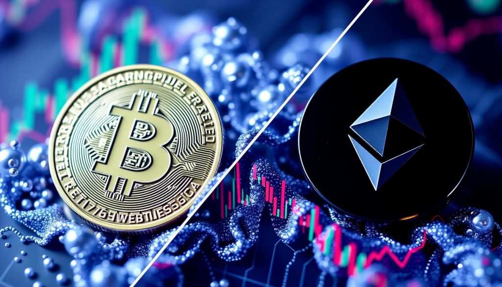 Генерация изображения: сравнение объемов торгов Bitcoin и Ethereum