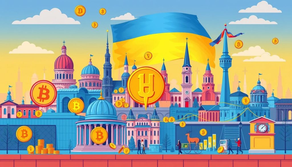 Generate an image representing the Ukrainian cryptocurrency market