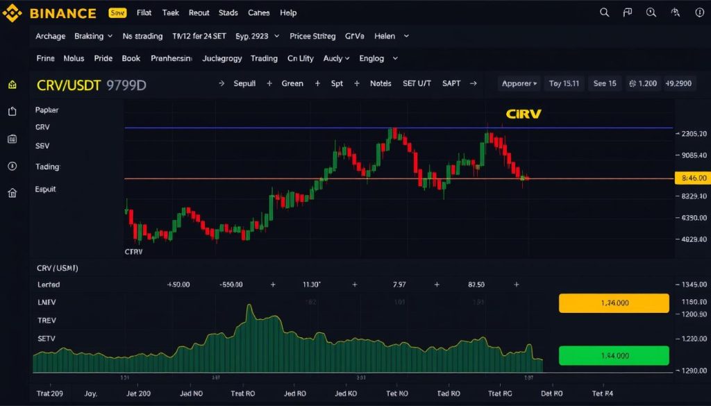 Интерфейс покупки CRV криптовалюты на бирже Binance