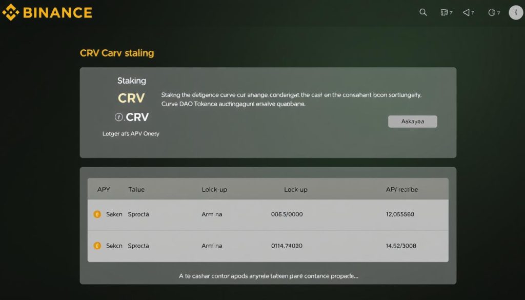 Интерфейс стейкинга CRV на платформе Binance