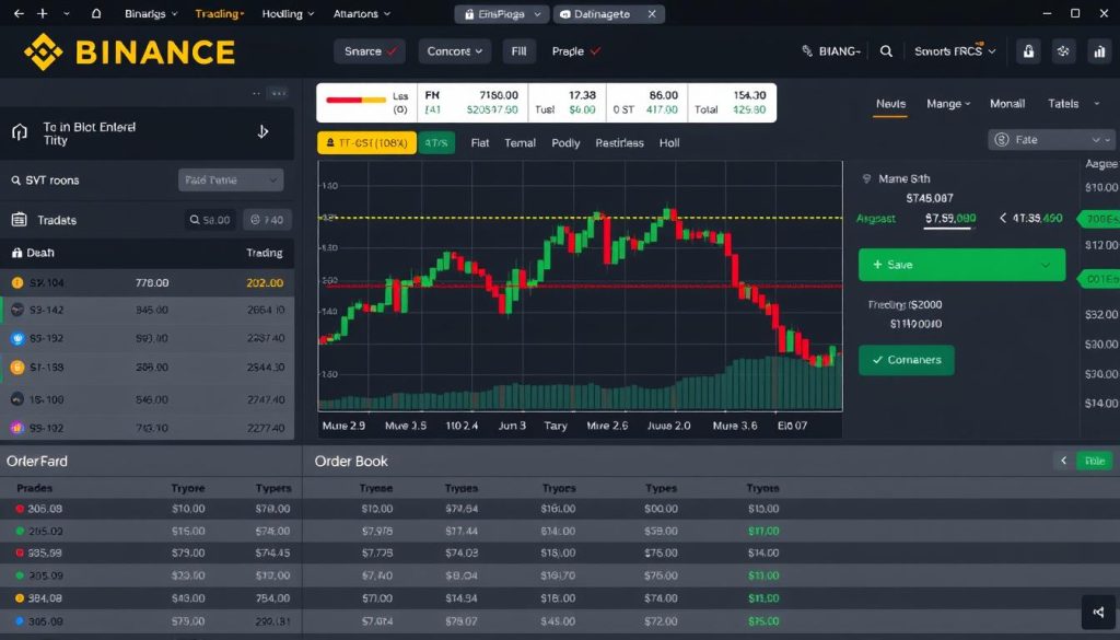 Інтерфейс торгової платформи Binance для торгівлі парою BTC/USD