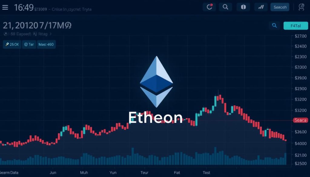 Изображение графика цены Ethereum с текущими рыночными данными