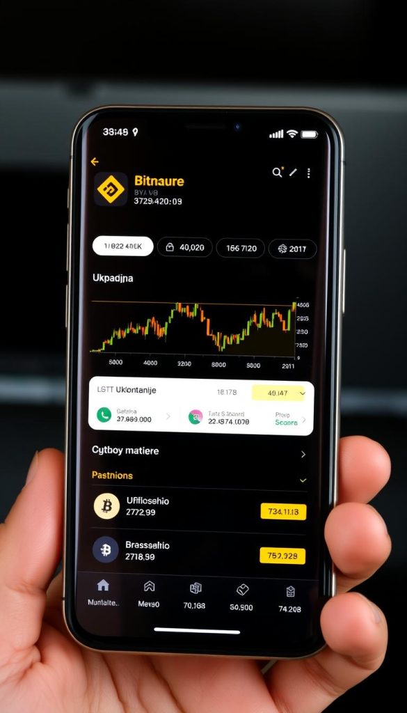 Мобільний додаток Binance для моніторингу курсу біткоїна до долара