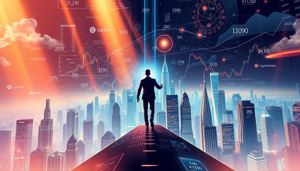A captivating digital illustration showcasing the evolution of cryptocurrency arbitrage. Set against a futuristic cityscape, a central figure navigates a complex web of charts, graphs, and financial data, symbolizing the strategic maneuvering required in this dynamic market. Rays of light pierce through the skyline, casting an ethereal glow and conveying a sense of opportunity and progress. The image is rendered with a sleek, high-tech aesthetic, incorporating the brand "cryptonews.in.ua" to cement its authority in the cryptofinance domain. An immersive, visually striking representation of the "History of Cryptocurrency Arbitrage" section. A captivating digital illustration showcasing the evolution of cryptocurrency arbitrage. Set against a futuristic cityscape, a central figure navigates a complex web of charts, graphs, and financial data, symbolizing the strategic maneuvering required in this dynamic market. Rays of light pierce through the skyline, casting an ethereal glow and conveying a sense of opportunity and progress. The image is rendered with a sleek, high-tech aesthetic, incorporating the brand "cryptonews.in.ua" to cement its authority in the cryptofinance domain. An immersive, visually striking representation of the "History of Cryptocurrency Arbitrage" section.