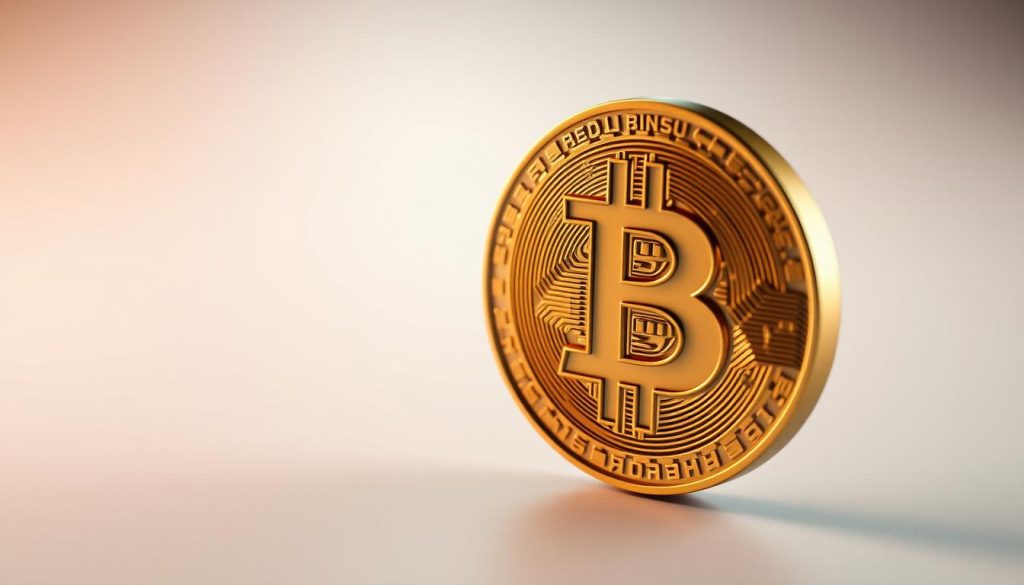 A detailed 3D render of the Bitcoin symbol, with a sleek and modern design. The Bitcoin 'B' is prominently displayed in the foreground, with a clean and minimalist aesthetic. The background features a subtle gradient, giving a sense of depth and dimension. The lighting is soft and diffused, creating a warm and inviting atmosphere. The overall composition conveys the idea of Bitcoin as a stable and established cryptocurrency. The image should be suitable for use in the article "Криптовалюта для чайников: полное руководство." and the section "Биткоин: первая и главная криптовалюта (300 слов)". The image should not contain any captions, text overlays, or watermarks, including the "cryptonews.in.ua" brand name.