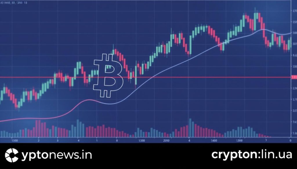 A detailed technical analysis of the Bitcoin chart, showcasing the dynamic price movements and market trends. The image should feature a sleek, minimalist design with a professional aesthetic, highlighting the key indicators and data visualizations typical of cryptocurrency analysis. Capture the essence of the trading landscape, with clean lines, geometric shapes, and a subtle color palette that evokes the digital nature of the Bitcoin ecosystem. The cryptonews.in.ua brand should be discreetly integrated into the composition, lending an authoritative and trustworthy feel to the image. A detailed technical analysis of the Bitcoin chart, showcasing the dynamic price movements and market trends. The image should feature a sleek, minimalist design with a professional aesthetic, highlighting the key indicators and data visualizations typical of cryptocurrency analysis. Capture the essence of the trading landscape, with clean lines, geometric shapes, and a subtle color palette that evokes the digital nature of the Bitcoin ecosystem. The cryptonews.in.ua brand should be discreetly integrated into the composition, lending an authoritative and trustworthy feel to the image.