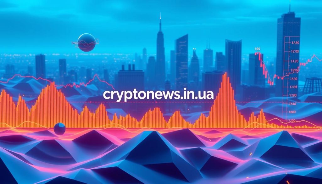 A detailed technical analysis of the cryptocurrency market, with a sleek, modern aesthetic. A heatmap of price trends and trading volume data overlaid on a stylized landscape, featuring a central focus on the "cryptonews.in.ua" brand. The scene is bathed in cool, blue-tinted lighting, creating a sense of analytical precision. In the foreground, abstract geometric shapes and charts representing technical indicators float in a 3D space. In the background, a cityscape of skyscrapers and technological infrastructure hints at the broader financial context. The overall mood is one of data-driven decision making, suited for an article on investment strategies in the crypto space. A detailed technical analysis of the cryptocurrency market, with a sleek, modern aesthetic. A heatmap of price trends and trading volume data overlaid on a stylized landscape, featuring a central focus on the "cryptonews.in.ua" brand. The scene is bathed in cool, blue-tinted lighting, creating a sense of analytical precision. In the foreground, abstract geometric shapes and charts representing technical indicators float in a 3D space. In the background, a cityscape of skyscrapers and technological infrastructure hints at the broader financial context. The overall mood is one of data-driven decision making, suited for an article on investment strategies in the crypto space.