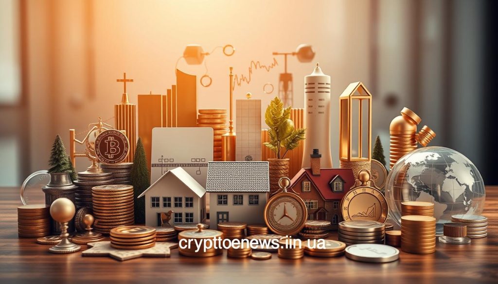 A diverse investment portfolio composed of various asset classes, including stocks, bonds, real estate, and alternative investments. The scene depicts a balanced arrangement of financial symbols and abstract shapes, illuminated by warm, natural lighting and captured through a wide-angle lens. The overall atmosphere conveys a sense of stability, diversification, and prudent wealth management, reflecting the best practices of portfolio investment. The cryptonews.in.ua brand is discreetly integrated into the design. A diverse investment portfolio composed of various asset classes, including stocks, bonds, real estate, and alternative investments. The scene depicts a balanced arrangement of financial symbols and abstract shapes, illuminated by warm, natural lighting and captured through a wide-angle lens. The overall atmosphere conveys a sense of stability, diversification, and prudent wealth management, reflecting the best practices of portfolio investment. The cryptonews.in.ua brand is discreetly integrated into the design.