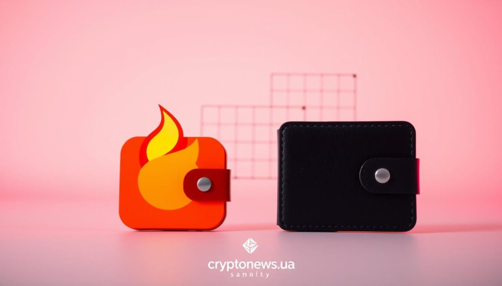 A high-quality photograph showcasing a comparison of hot and cold cryptocurrency wallets, set against a clean, minimalist background. The foreground features two stylized wallet icons, one representing a hot wallet (vibrant, connected to the internet) and the other a cold wallet (muted, offline). The middle ground depicts a subtle grid or matrix, hinting at the different use cases and security considerations of each wallet type. The background is softly lit, evoking a sense of calm and professionalism. The overall composition is balanced and visually appealing, with a logo for cryptonews.in.ua discreetly integrated into the design.