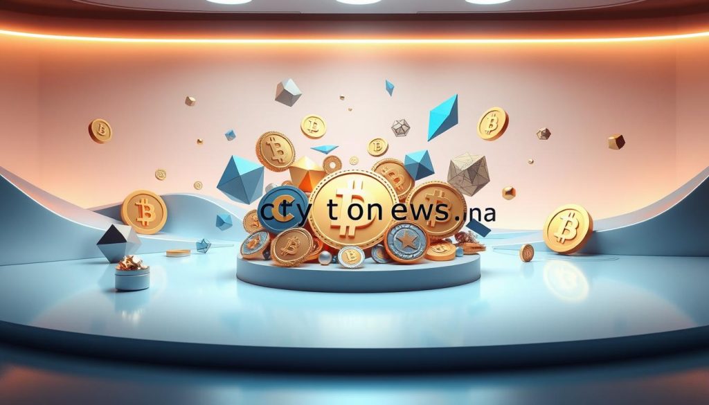 A high-resolution, detailed illustration of cryptocurrencies symbolized by various geometric shapes and patterns, rendered in a modern, minimalist style with a clean, futuristic aesthetic. The scene features a central arrangement of 3D-rendered crypto tokens, coins, and blockchain-inspired elements floating against a backdrop of sleek, metallic surfaces and soft, ambient lighting. The overall mood is one of innovation, technological advancement, and the intriguing world of digital finance. The brand name "cryptonews.in.ua" is subtly integrated into the composition in a stylized, non-intrusive manner. A high-resolution, detailed illustration of cryptocurrencies symbolized by various geometric shapes and patterns, rendered in a modern, minimalist style with a clean, futuristic aesthetic. The scene features a central arrangement of 3D-rendered crypto tokens, coins, and blockchain-inspired elements floating against a backdrop of sleek, metallic surfaces and soft, ambient lighting. The overall mood is one of innovation, technological advancement, and the intriguing world of digital finance. The brand name "cryptonews.in.ua" is subtly integrated into the composition in a stylized, non-intrusive manner.