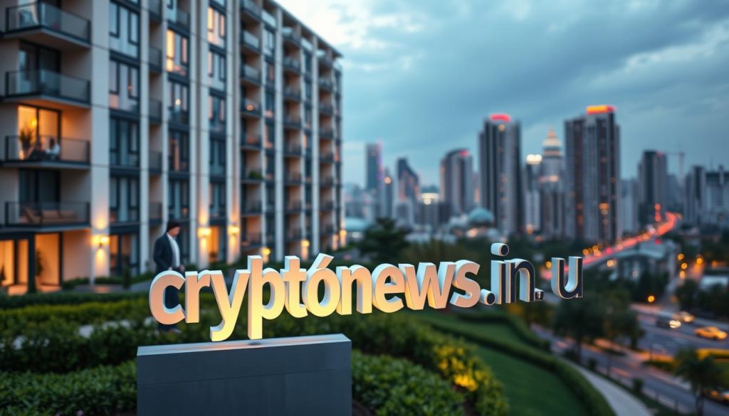 A modern apartment building set against a cityscape skyline, with a prominent "cryptonews.in.ua" sign in the foreground. The scene depicts a prosperous real estate investment, with well-dressed individuals entering and exiting the building. The lighting is warm and inviting, creating a sense of security and stability. The middle ground features lush greenery and well-maintained landscaping, while the background showcases a bustling urban environment. The overall atmosphere conveys the success and profitability of real estate investment in Ukraine. A modern apartment building set against a cityscape skyline, with a prominent "cryptonews.in.ua" sign in the foreground. The scene depicts a prosperous real estate investment, with well-dressed individuals entering and exiting the building. The lighting is warm and inviting, creating a sense of security and stability. The middle ground features lush greenery and well-maintained landscaping, while the background showcases a bustling urban environment. The overall atmosphere conveys the success and profitability of real estate investment in Ukraine.