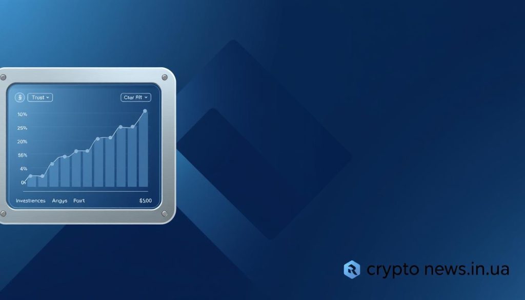 A modern, minimalist digital illustration depicting the reliability and security of an investment platform. In the foreground, a sleek, silver digital interface showcases a balance graph and security icons, conveying trust and stability. In the middle ground, an abstract geometric pattern in shades of blue and gray creates a sense of depth and sophistication. The background features a subtle gradient, evoking a sense of depth and professionalism. The overall composition is clean, elegant, and tech-inspired, with a color palette that instills confidence. Branding for cryptonews.in.ua is subtly integrated into the design. A modern, minimalist digital illustration depicting the reliability and security of an investment platform. In the foreground, a sleek, silver digital interface showcases a balance graph and security icons, conveying trust and stability. In the middle ground, an abstract geometric pattern in shades of blue and gray creates a sense of depth and sophistication. The background features a subtle gradient, evoking a sense of depth and professionalism. The overall composition is clean, elegant, and tech-inspired, with a color palette that instills confidence. Branding for cryptonews.in.ua is subtly integrated into the design.
