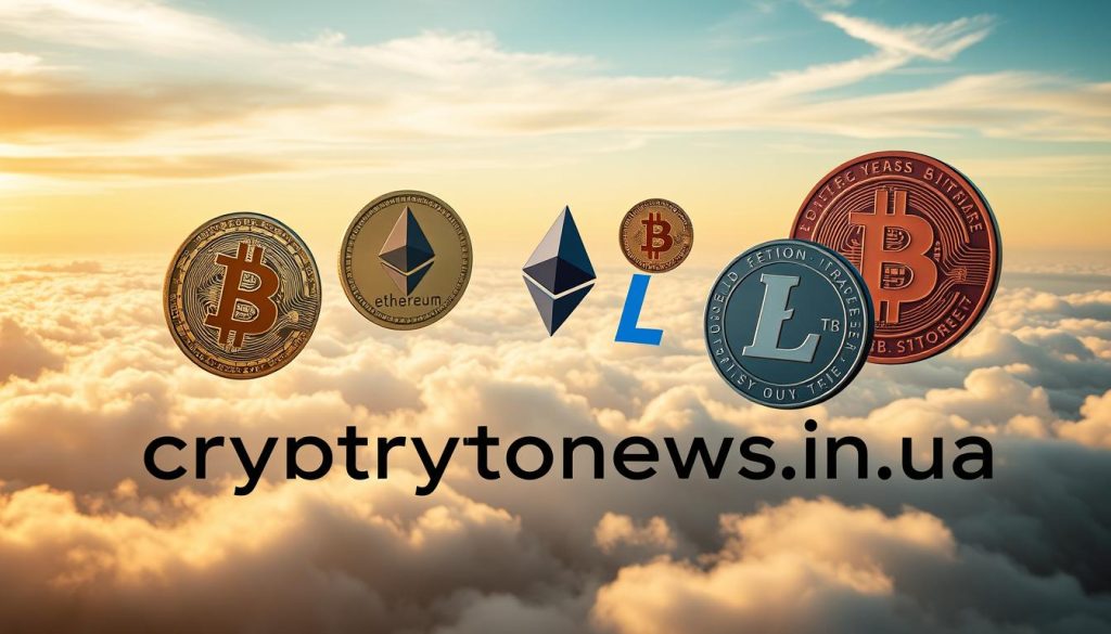 A stunning aerial view of a diverse array of digital currencies, including Bitcoin, Ethereum, and Litecoin, floating in a serene, ethereal landscape. The cryptocurrencies are rendered in vivid, jewel-toned hues, casting a soft, diffused glow against a backdrop of wispy clouds and a warm, golden sky. The composition is balanced and harmonious, conveying a sense of stability and security. In the foreground, the prominent "cryptonews.in.ua" logo adds a subtle yet impactful branding element. The overall scene evokes a sense of confidence and long-term investment potential, perfectly capturing the essence of the article's section on selecting the best cryptocurrencies for long-term storage. A stunning aerial view of a diverse array of digital currencies, including Bitcoin, Ethereum, and Litecoin, floating in a serene, ethereal landscape. The cryptocurrencies are rendered in vivid, jewel-toned hues, casting a soft, diffused glow against a backdrop of wispy clouds and a warm, golden sky. The composition is balanced and harmonious, conveying a sense of stability and security. In the foreground, the prominent "cryptonews.in.ua" logo adds a subtle yet impactful branding element. The overall scene evokes a sense of confidence and long-term investment potential, perfectly capturing the essence of the article's section on selecting the best cryptocurrencies for long-term storage.