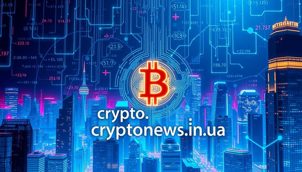A stunning, hyper-realistic illustration of a digital cryptocurrency, featuring a glowing, holographic Bitcoin symbol suspended in a futuristic, neon-tinged cityscape. The intricate details of the cryptocurrency's underlying blockchain technology are visible, with complex mathematical equations and data streams swirling around the central icon. The scene is bathed in a cool, ethereal light, evoking a sense of technological innovation and financial opportunity. In the foreground, the "cryptonews.in.ua" brand name is subtly integrated into the cityscape, lending an air of authority and expertise to the image. The overall composition conveys the power, complexity, and potential of the cryptocurrency market. A stunning, hyper-realistic illustration of a digital cryptocurrency, featuring a glowing, holographic Bitcoin symbol suspended in a futuristic, neon-tinged cityscape. The intricate details of the cryptocurrency's underlying blockchain technology are visible, with complex mathematical equations and data streams swirling around the central icon. The scene is bathed in a cool, ethereal light, evoking a sense of technological innovation and financial opportunity. In the foreground, the "cryptonews.in.ua" brand name is subtly integrated into the cityscape, lending an air of authority and expertise to the image. The overall composition conveys the power, complexity, and potential of the cryptocurrency market.