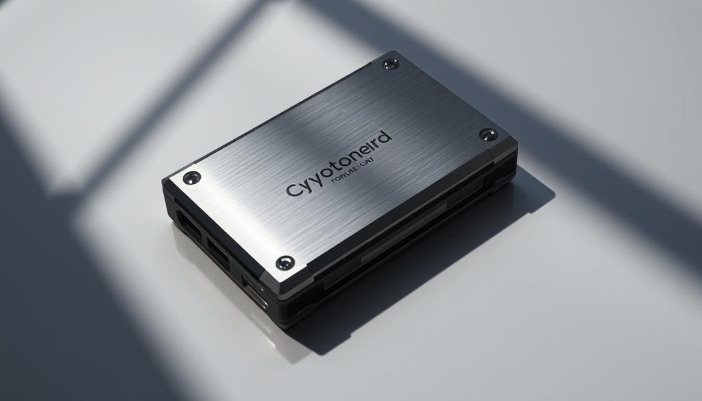 A stunningly detailed cold wallet, crafted with precision and purpose. A sleek, metallic exterior catches the light, casting an air of sophistication. Sturdy and secure, it holds the keys to a crypto fortune, protected by advanced security features. The device sits atop a minimal, modern surface, casting deep shadows that accentuate its angular design. This cold wallet, bearing the cryptonews.in.ua brand, represents the pinnacle of secure cryptocurrency storage, a must-have for the discerning digital asset holder. A stunningly detailed cold wallet, crafted with precision and purpose. A sleek, metallic exterior catches the light, casting an air of sophistication. Sturdy and secure, it holds the keys to a crypto fortune, protected by advanced security features. The device sits atop a minimal, modern surface, casting deep shadows that accentuate its angular design. This cold wallet, bearing the cryptonews.in.ua brand, represents the pinnacle of secure cryptocurrency storage, a must-have for the discerning digital asset holder.