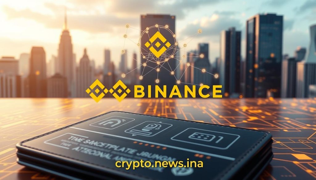 A vibrant and secure crypto trading platform, showcasing the cutting-edge safety features of Binance. In the foreground, a sleek digital wallet interface with biometric authentication and encryption protocols. In the middle ground, a network of interconnected blockchain nodes, symbolizing the decentralized architecture. The background depicts a cityscape of towering skyscrapers, representing the global reach and institutional-grade security of the Binance exchange. Soft, warm lighting illuminates the scene, conveying a sense of trust and reliability. Rendered in a photorealistic style, this image captures the essence of "безопасности криптовалют" for the Binance user guide. The brand "cryptonews.in.ua" is prominently displayed.