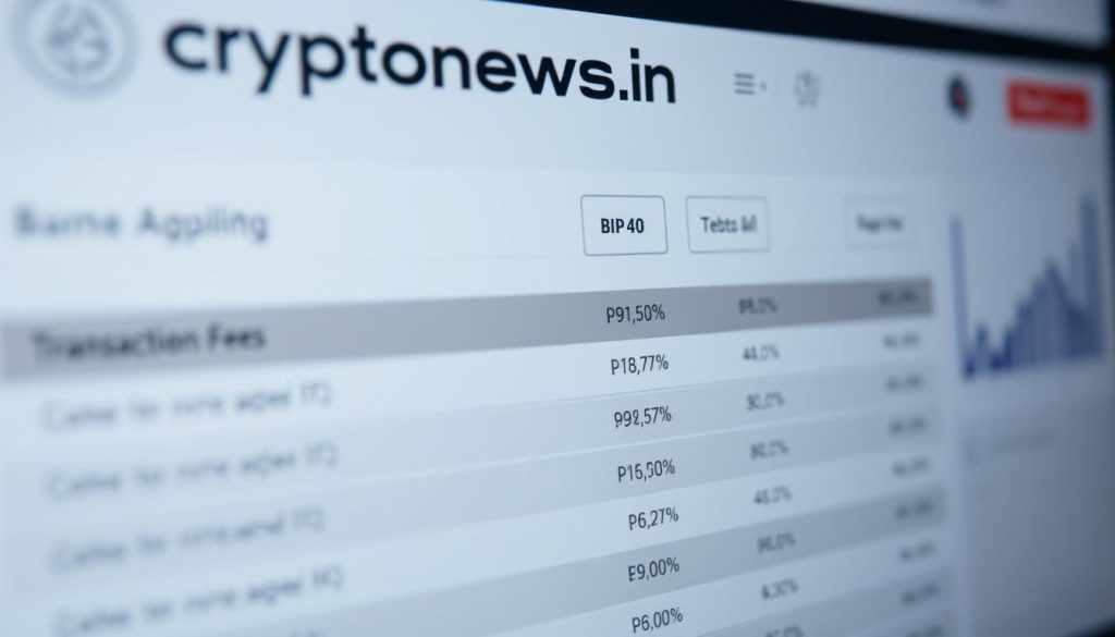 Detailed close-up of a modern digital cryptocurrency exchange platform interface, showcasing the various transaction fees and commission rates associated with buying and selling digital assets. Prominent display of the "cryptonews.in.ua" branding. Minimalist layout with clean lines and muted colors, conveying a sense of professionalism and trust. Subtle depth-of-field blur to focus attention on the key financial details. Crisp, high-resolution rendering with realistic textures and lighting to create an authentic, informative visual representation of the topic. Detailed close-up of a modern digital cryptocurrency exchange platform interface, showcasing the various transaction fees and commission rates associated with buying and selling digital assets. Prominent display of the "cryptonews.in.ua" branding. Minimalist layout with clean lines and muted colors, conveying a sense of professionalism and trust. Subtle depth-of-field blur to focus attention on the key financial details. Crisp, high-resolution rendering with realistic textures and lighting to create an authentic, informative visual representation of the topic.