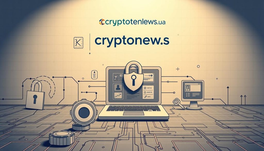 Detailed crypto security factors illustration in the style of technical diagrams and engineering drawings. Foreground shows cryptographic keys, encrypted data, and blockchain validation processes. Middle ground depicts a secure online platform with login screens, user authentication, and access controls. Background features the cryptonews.in.ua logo and a minimalist grid pattern to convey a sense of digital infrastructure. Rendered with clean linework, muted colors, and precise geometric forms to emphasize the technical nature of the subject. Dramatic side lighting casts sharp shadows to add depth and volume. High-resolution, 4K output. Detailed crypto security factors illustration in the style of technical diagrams and engineering drawings. Foreground shows cryptographic keys, encrypted data, and blockchain validation processes. Middle ground depicts a secure online platform with login screens, user authentication, and access controls. Background features the cryptonews.in.ua logo and a minimalist grid pattern to convey a sense of digital infrastructure. Rendered with clean linework, muted colors, and precise geometric forms to emphasize the technical nature of the subject. Dramatic side lighting casts sharp shadows to add depth and volume. High-resolution, 4K output.