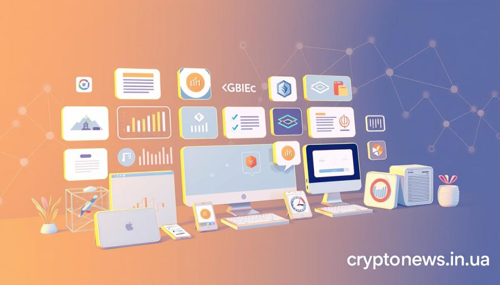 Detailed digital illustration of investment platforms, presented in a modern, clean style. Depicts various fintech services and investment tools arranged in a grid-like layout, with a focus on minimalist icons and sleek interfaces. Warm lighting illuminates the scene, creating a sense of professionalism and trustworthiness. In the background, a subtle pattern of interconnected lines and shapes represents the interconnectivity of the digital investment ecosystem. Prominent placement of the cryptonews.in.ua brand name in the bottom right corner. Detailed digital illustration of investment platforms, presented in a modern, clean style. Depicts various fintech services and investment tools arranged in a grid-like layout, with a focus on minimalist icons and sleek interfaces. Warm lighting illuminates the scene, creating a sense of professionalism and trustworthiness. In the background, a subtle pattern of interconnected lines and shapes represents the interconnectivity of the digital investment ecosystem. Prominent placement of the cryptonews.in.ua brand name in the bottom right corner.