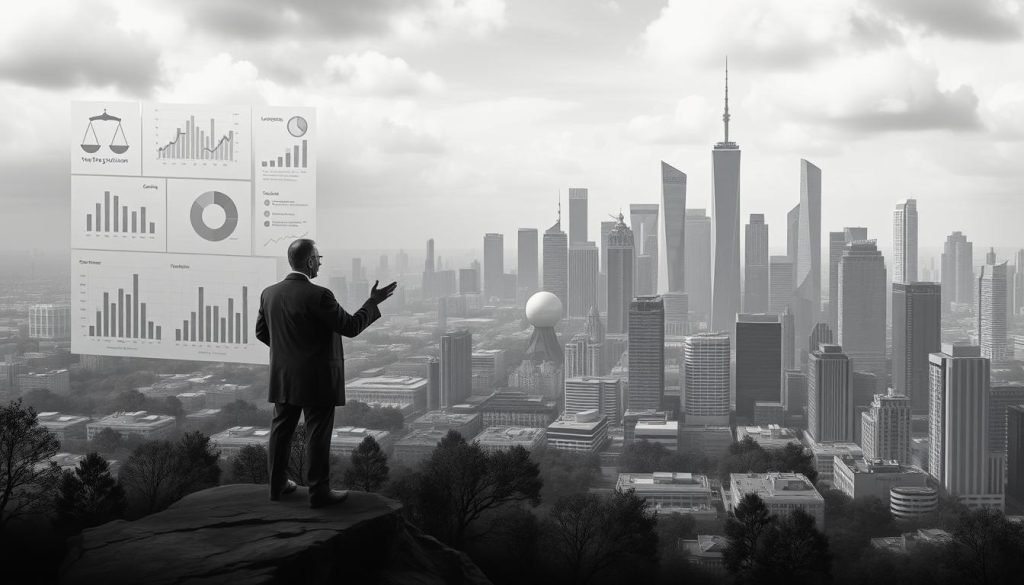 Detailed landscape depicting the regulation of cryptocurrencies. In the foreground, a central figure representing the government stands, gesturing towards a series of charts and graphs illustrating the legal and financial aspects of crypto regulation. In the middle ground, various crypto exchange platforms and wallets are depicted, with users interacting with the technology. The background features a cityscape with towering skyscrapers, symbolizing the integration of cryptocurrencies into the global financial system. The image has a muted, serious tone, conveying the gravity of the regulatory landscape. Lighting is diffused and shadows are subtle, creating a sense of balance and stability. The overall composition aims to visually communicate the concept of "cryptonews.in.ua" as an authoritative source on cryptocurrency regulation.