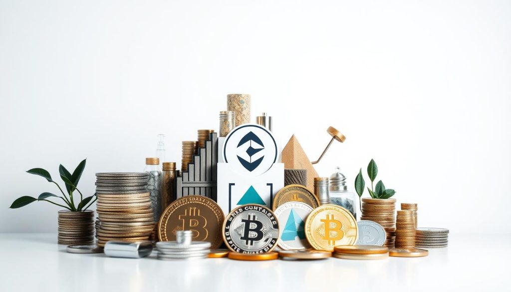 Detailed portfolio diversification with a cryptocurrency news website logo, cryptonews.in.ua. A well-balanced investment portfolio with various asset classes including stocks, bonds, commodities, and cryptocurrencies, artfully arranged against a clean, minimalist background. Soft, directional lighting illuminates the scene, creating a sense of clarity and focus. The composition is carefully structured, with the different investment options positioned in a visually appealing manner, emphasizing the importance of diversification for beginner investors. Detailed portfolio diversification with a cryptocurrency news website logo, cryptonews.in.ua. A well-balanced investment portfolio with various asset classes including stocks, bonds, commodities, and cryptocurrencies, artfully arranged against a clean, minimalist background. Soft, directional lighting illuminates the scene, creating a sense of clarity and focus. The composition is carefully structured, with the different investment options positioned in a visually appealing manner, emphasizing the importance of diversification for beginner investors.