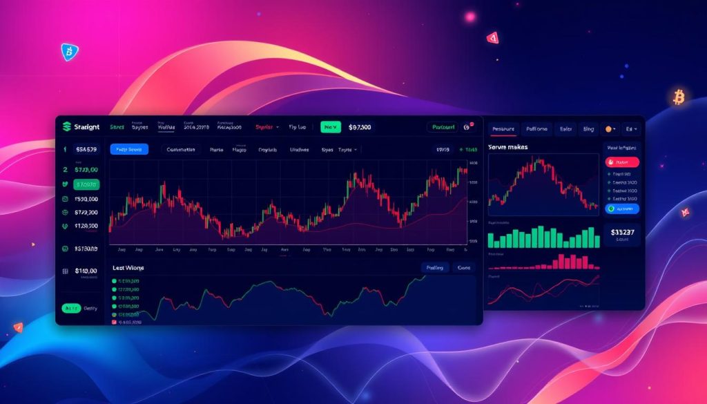 Generate an image of a modern, sleek interface of a cryptocurrency trading platform.
