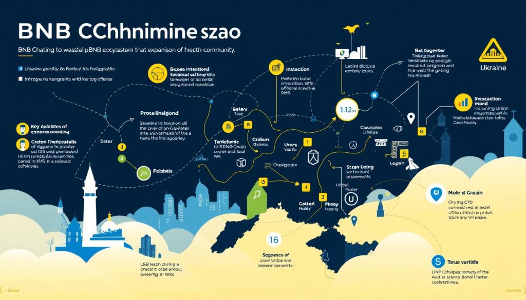 Generate an image representing the growth of the BNB Chain ecosystem in Ukraine