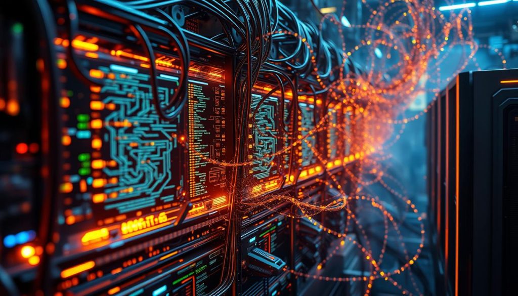 Intricate machinery of mining algorithms, whirring and pulsing with digital energy. Cascading lines of code, interwoven into a captivating visual tapestry. Sleek, futuristic mining rigs, their GPU-powered graphics cards glowing like cybernetic hearts. Swirling data patterns, ebbing and flowing in a mesmerizing symphony of computation. The cryptic world of cryptocurrency mining, captured in a striking image for cryptonews.in.ua. Intricate machinery of mining algorithms, whirring and pulsing with digital energy. Cascading lines of code, interwoven into a captivating visual tapestry. Sleek, futuristic mining rigs, their GPU-powered graphics cards glowing like cybernetic hearts. Swirling data patterns, ebbing and flowing in a mesmerizing symphony of computation. The cryptic world of cryptocurrency mining, captured in a striking image for cryptonews.in.ua.