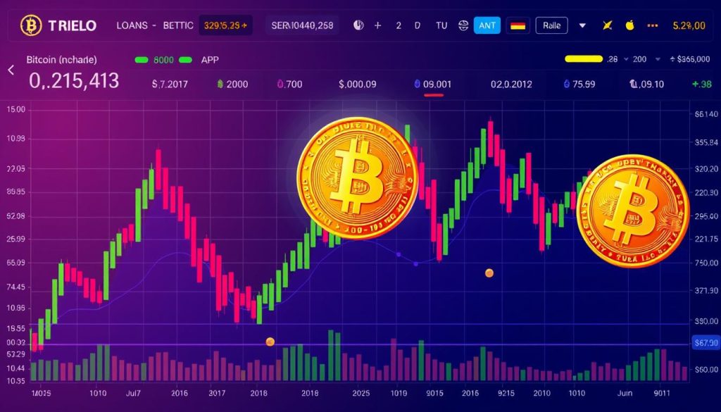 Изображение биржи криптовалют с графиком цены биткоина Изображение биржи криптовалют с графиком цены биткоина
