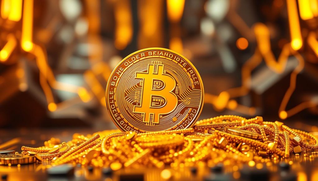 Изображение биткоина как цифрового золота