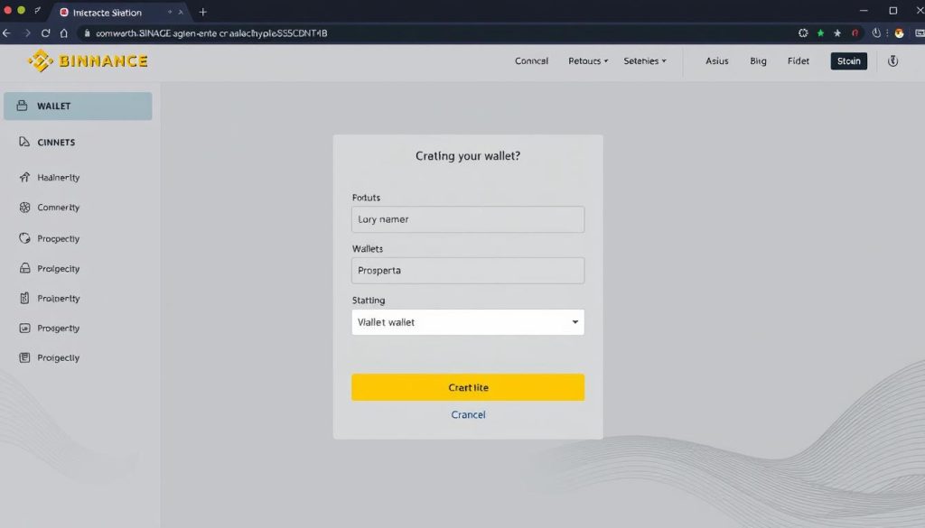 Изображение интерфейса создания Bitcoin кошелька на Binance Изображение интерфейса создания Bitcoin кошелька на Binance