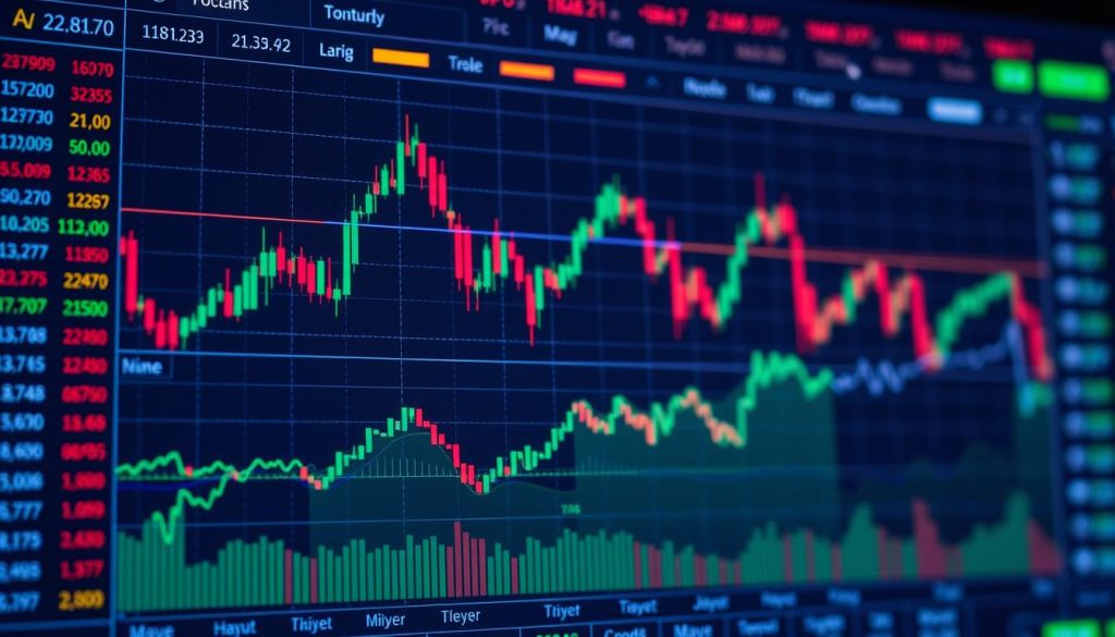 Изображение криптовалютной биржи с графиками и диаграммами