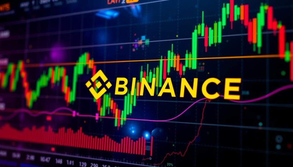 Изображение: логотип Binance на фоне графика криптовалют Изображение: логотип Binance на фоне графика криптовалют