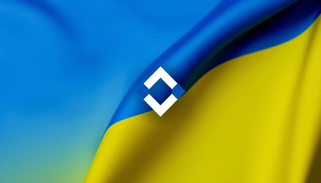 Изображение: логотип Binance на фоне украинского флага
