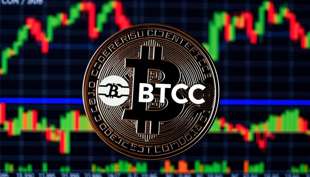 Изображение: логотип BTCC на фоне графика курса Bitcoin