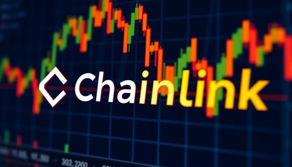 Изображение: логотип Chainlink на фоне графика курса криптовалют