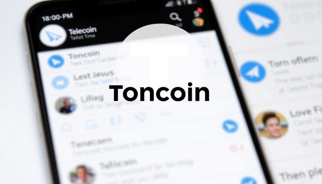 Изображение: логотип Toncoin на фоне интерфейса Telegram