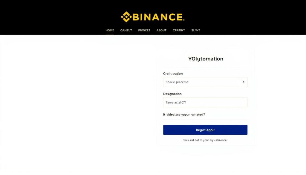 Изображение страницы регистрации Binance