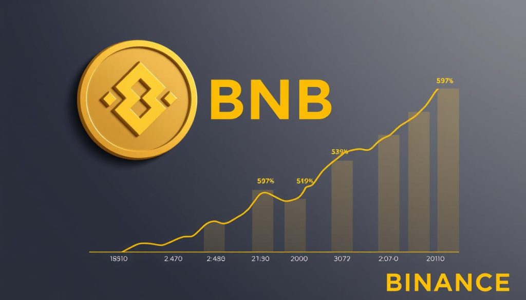 Логотип токена BNB и график его стоимости
