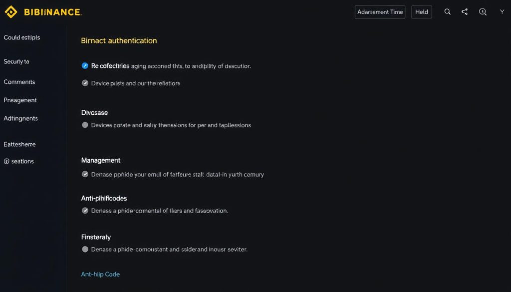 Настройки безопасности в личном кабинете Binance с двухфакторной аутентификацией