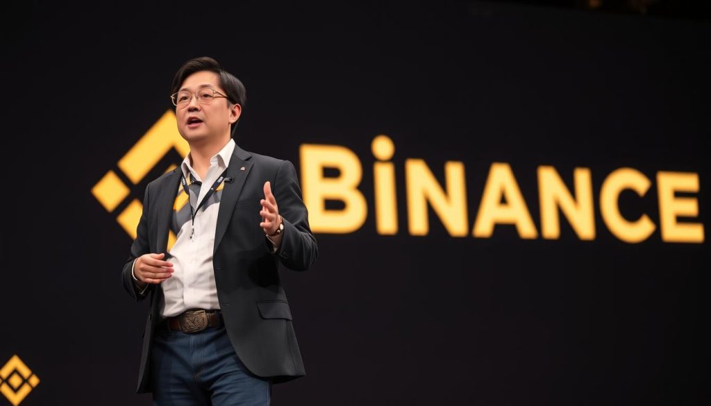 Основатель Binance Чанпэн Чжао (CZ) представляет биржу на конференции