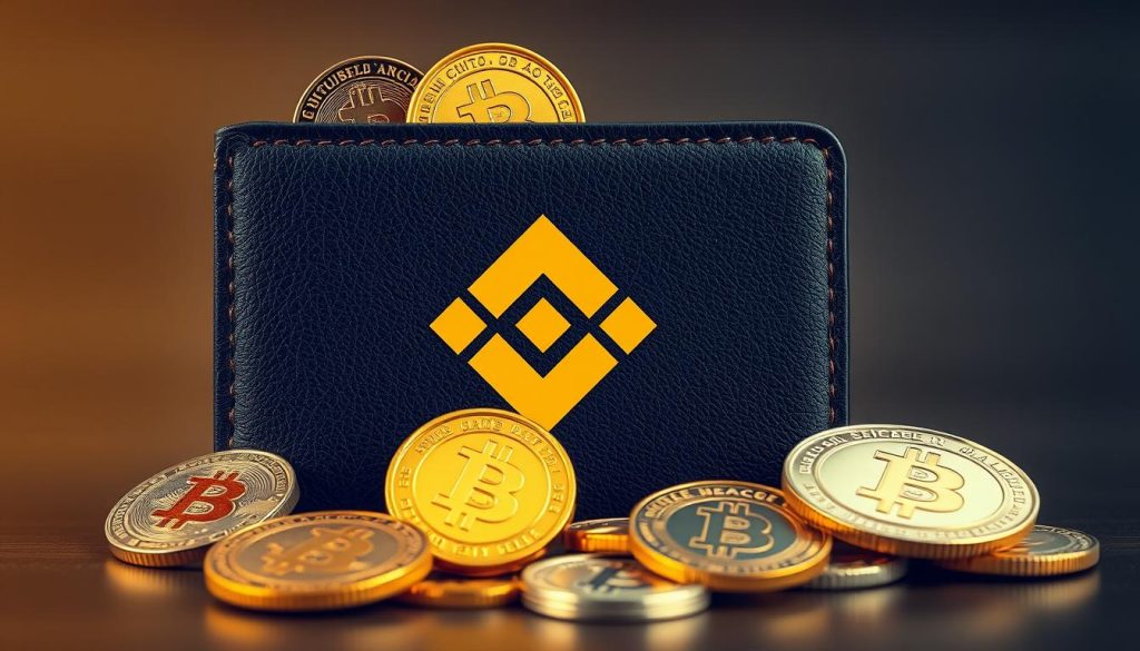 Создайте изображение кошелька Binance с различными криптовалютами
